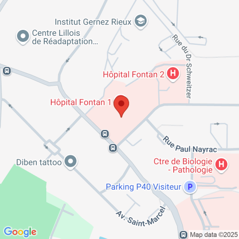 Carte Google Maps affichant la position de la structure